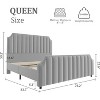 Velvet Upholstered Platform Bed Frame with 50.2" Headboard, Vertical Channel Tufted Design, Nailhead Trim and Footboard, No Box Spring Required. - 2 of 4