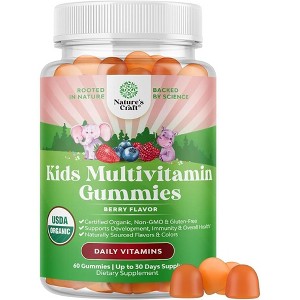 Kids Multivitamin Gummies, Multivitamin for Kids Immune Support with Vitamins A, C, D3, E, B6 & B12, Zinc & Iodine, Berry Flavor, Nature's Craft, 60ct - 1 of 4