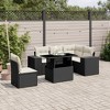 vidaXL 6 Piece Patio Sofa Set with Cushions Black and Cream Poly Rattan - 2 of 4