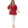 Agnes Orinda Women's Plus Size Polka Dots V Neck Short Sleeve Wrap Peplum Blouse - 3 of 4
