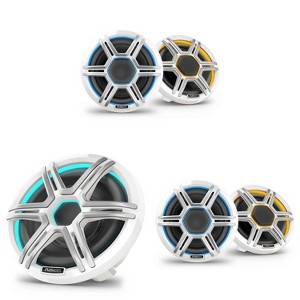 Garmin Fusion 2 Pairs Apollo AP-FL65SPW 6.5" LED Marine Speakers Sport Grills, White, Pair with Garmin Fusion Apollo AP-SL10SPW 10" LED Marine Subw... - 1 of 4