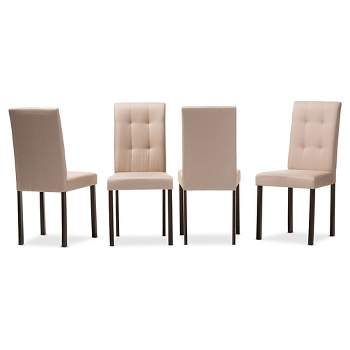 Set of 4 Andrew Modern and Contemporary Fabric Upholstered Grid-tufting Dining Chair