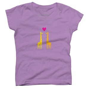 Girl's Design By Humans Cute cartoon giraffe couple in Love By badbugs T-Shirt - 1 of 3