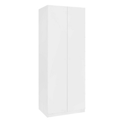 White MDF Freestanding Wardrobe Closet with Black Handles