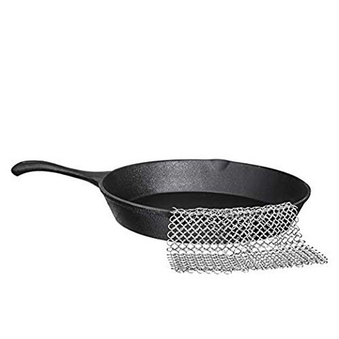 THREN Cast Iron Scrubber Stainless Steel Wool Scrubber Round Chainmail  Scrubber Brush to Clean Cookware Steel Wool Scrubber for Frying Pans  Bakeware 