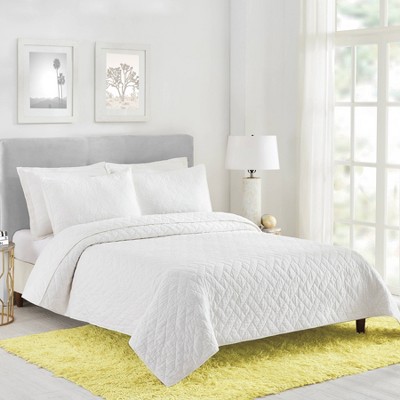 White King Quilted Cotton Basket Weave Coverlet Set