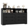 55" White Wood Dresser, 6-Drawer Dresser Storage Organizer with LED Light & Large Capacity, Modern Dresser for Bedroom, Living Room, - 2 of 4