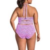Lands' End Women's Tugless Scallop Halter Tankini Top - 2 of 4