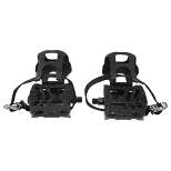 Unique Bargains Bicycle Pedals 9/16'' Spindle Platform with Toe Clips Fixed Foot Strap Cycling Parts Black 1 Pair
