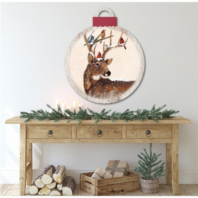 Rustic Brown and Red Deer Ornament Artboard 12x12