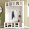 TiramisuBest 47.2" Wide Hall Tree with Bench, 3 Hooks & Adjustable Shelves, Multi-functional Storage Coat Rack for Hallway, White - 2 of 4