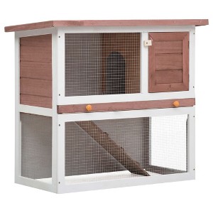 vidaXL Outdoor Rabbit Hutch 1 Door Brown Wood - 1 of 4