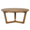 Royal Hampton Handcrafted 30 Inch Round Mango Wood Coffee Table with Sturdy 3-Leg Sled Base - 4 of 4