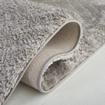 Gray Geometric Shag Area Rug, 8' x 10', Synthetic