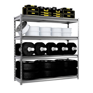 Atlas Shelving 4-Tier 72"x24"x72" Heavy Duty Garage Shelving Load 12000lbs Gray Vein: Steel, Adjustable & Fixed Shelves - 1 of 4