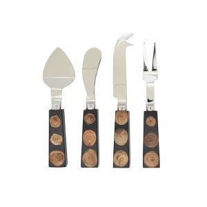 Saro Lifestyle Wood and Resin Fusion Cheese Cutlery Set, Black - 1 of 4