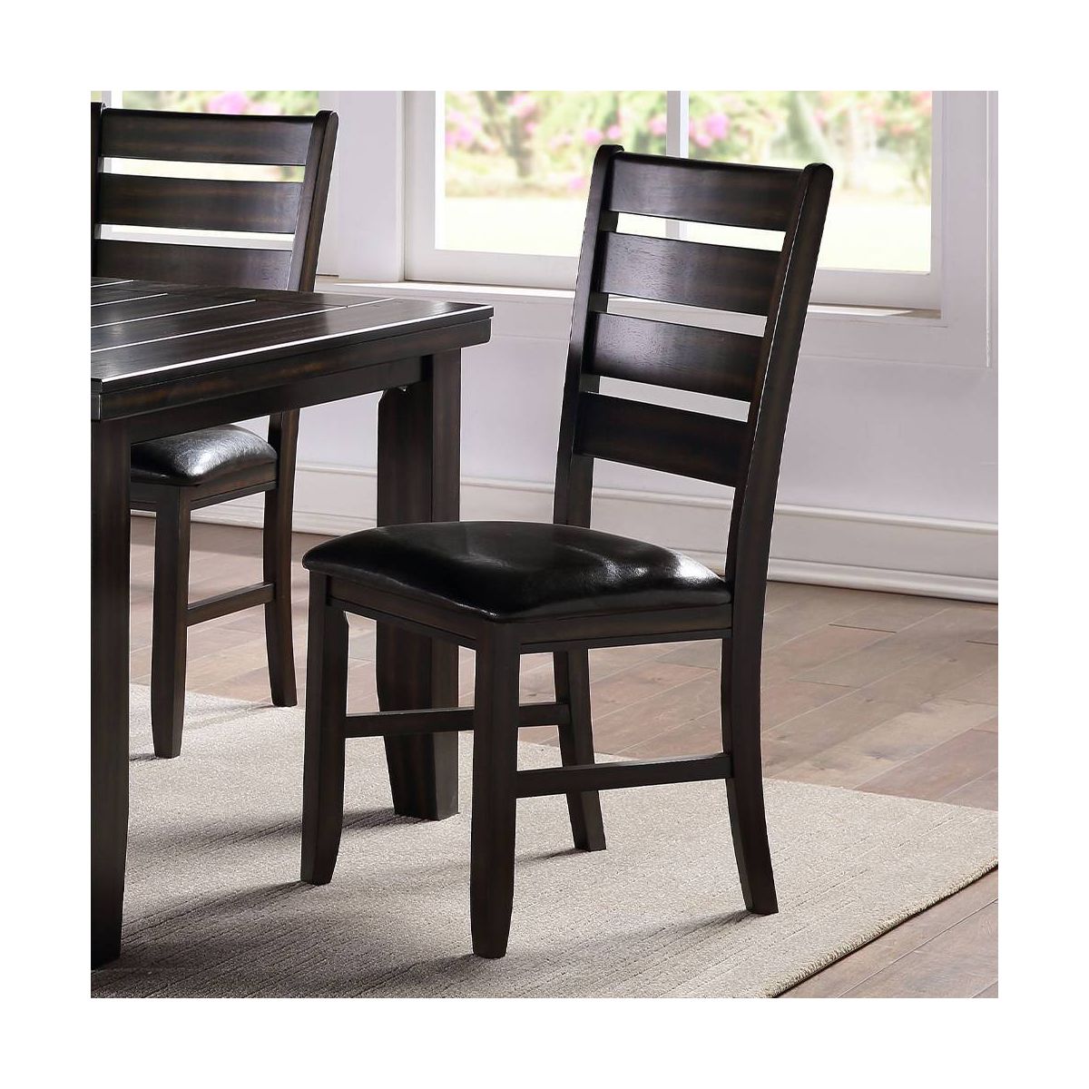 23" Urbana Dining Chair Black PU and Espresso - Acme Furniture: Set of 2, Armless, Linen Upholstery