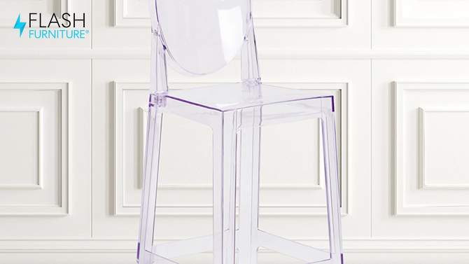 Flash Furniture Ghost Barstool with Oval Back in Transparent Crystal, 2 of 12, play video