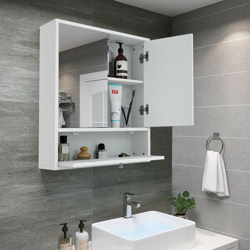 Costway Bathroom Cabinet Medicine Cabinet Double Mirror Door Wall Mount Storage Wood Shelf White, 4 of 11