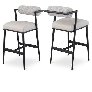 Meridian Furniture,Stryker Taupe Boucle Fabric and Vegan Leather Stool, Set of 2 - 1 of 4