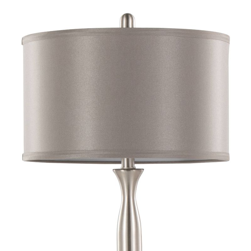 LumiSource (Set of 2) Joan 30&#34; Contemporary Metal Table Lamps Brushed Nickel with Gray Satin Shade from Grandview Gallery, 4 of 8