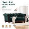 59"W Chesterfield Velvet Loveseat Sofa, Upholstered Sofa Couch with Rolled Arm Dutch and Tufted Button - ModernLuxe - 2 of 4