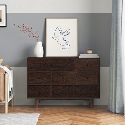 NicBex Solid Wood Dressers,Retro Round Handles Drawers,Modern Dresser for Bedroom,Living Room,Entryway,Auburn