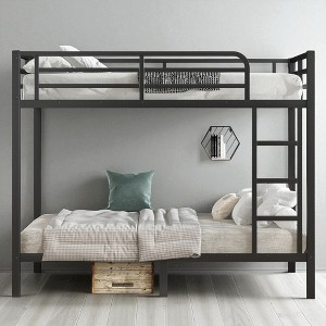 Metal Full over Full Bunk Bed Frame with Guardrails and Ladder, Heavy Duty Noise-Free Design for Teens and Adults,kids bed - 1 of 4