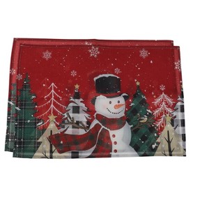 Unique Bargains Christmas Place Mats Flax Red White Green 11.8"x17.7" 2 Pcs - 1 of 4
