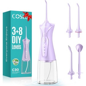 COSLUS Water Dental Flosser Pick for Teeth: 4 Modes Cordless Portable 300ML Larger Tank Water Teeth Cleaner IPX7 Waterproof Flossing Cleaning - 1 of 4