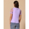 INSPIRE CHIC Women's Vintage Peter Pan Collar Puff Polka Dots Mesh Short Sleeve Blouse - 4 of 4