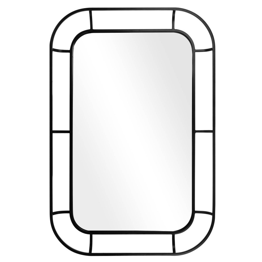 Photos - Wall Mirror WallBeyond 24"x36" Iron Depth Mirror with Curved Corners Black
