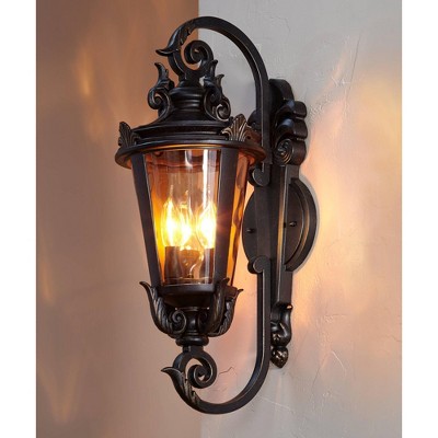 Marseille Rustic Bronze 21.5" Outdoor Wall Light with Champagne Hammered Glass
