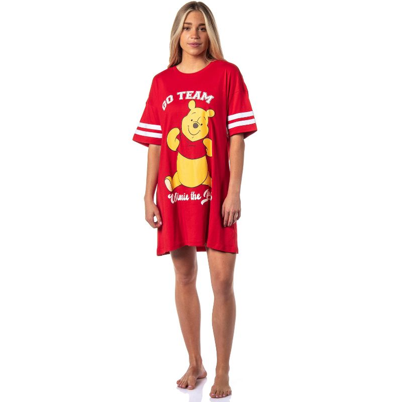 Winnie-the-Pooh Women's Go Team Shirt Pajama Dorm Sleep Shirt Nightgown Red, 2 of 6