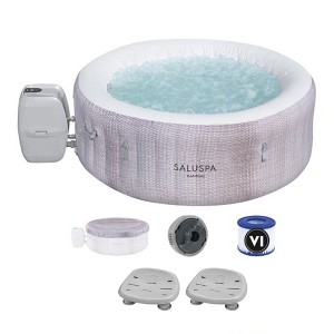 Bestway SaluSpa Cancun AirJet Inflatable Hot Tub with 120 Soothing Jets + Bestway SaluSpa Underwater Non Slip Pool and Spa Seat with Adjustable Legs - 1 of 4