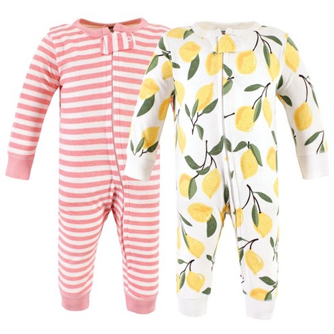 Hudson Baby Infant Girl Cotton Sleep and Play, Lemon - image 1 of 4