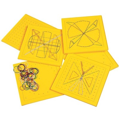 Edx Geoboards, 11 x 11 Pin, set of 6 Boards and 144 Rubber Bands