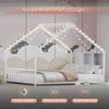 Vynxaria Full Size Kids Bed Frame Roof Shaped Iron Frame Safer Floor Bed White - 2 of 4