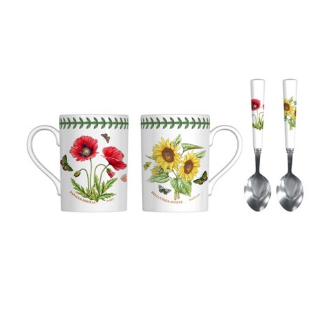 Portmeirion Botanic Garden Mug And Teaspoon Set, 4-piece, Pair Of