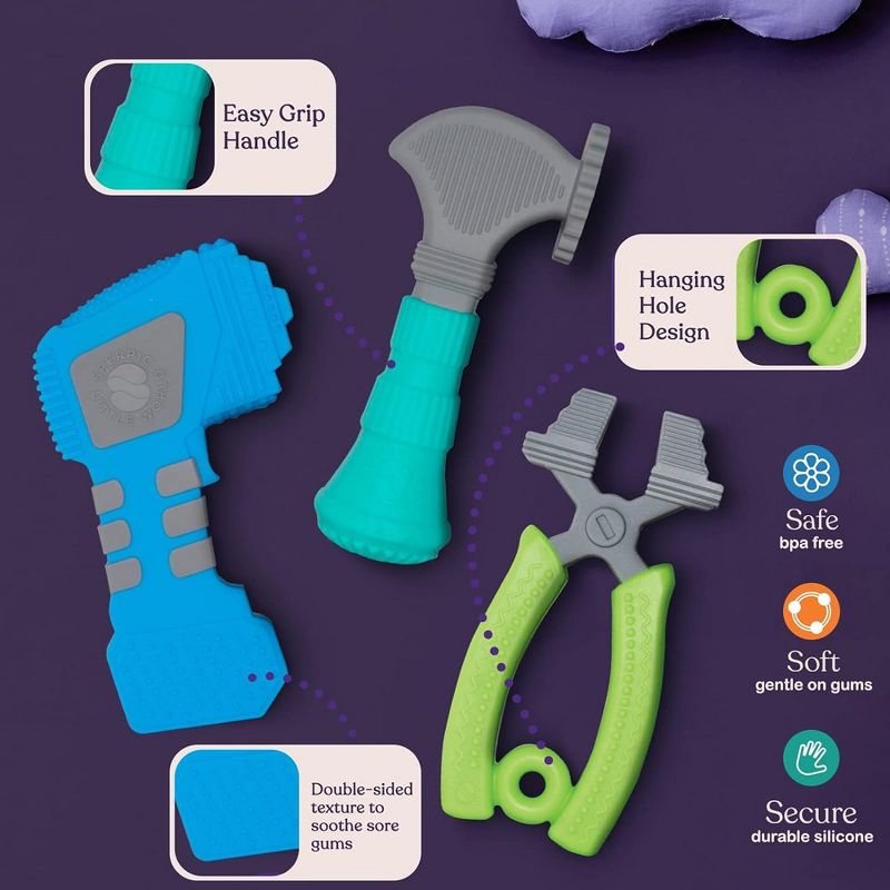 Sperric Teething Toys for Babies 0-6 Months - Kids Tools Set with Hammer, Pliers, Drill, 4 of 7