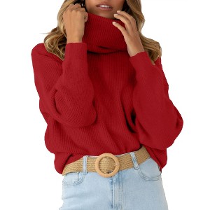 Women’s Elevated Oversized Turtleneck Sweater - Architectural Knit with Strategic Proportions Pullover Tops - 1 of 1