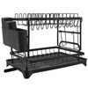 LunaLulinlk Black 2 Tier Kitchen Dish Rack Drain Rack Storage Rack Countertop Bowl Dish Dish Utensil Rack with Cup Holder - 3 of 4