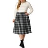 Agnes Orinda Women's Plus Size Plaid Elastic High Waist Flare Fall A Line Skirts - 2 of 4
