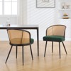 Bekrvio Rattan Dining Chairs - Cane Back & Curved Arm,Boucle Fabric Upholstered, Mid Century Modern Kitchen Chairs for Living Room - 4 of 4
