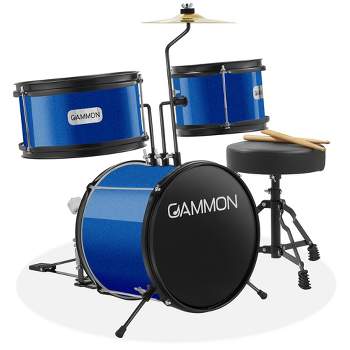 Gammon 3-Piece Junior Drum Set, Beginner Drum Kit with Throne, Cymbal, and Drumsticks