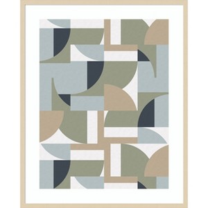 Amanti Art Futuristic Bauhaus Polygons Beige by Ninola Design Wood Framed Wall Art Print - 1 of 4