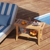 Tangkula 30" Large Teak Shower Stool w/ Storage Shelf Non-slip & Adjustable Foot Pads - 3 of 4