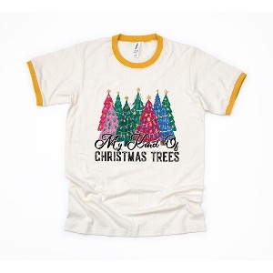 Simply Sage Market Women's My Kind Of Christmas Trees Short Sleeve Ringer Tee - 1 of 3