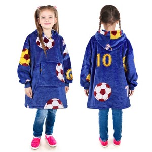 Catalonia Blanket Hoodie Sweatshirt for Kid, Fleece Snuggy Soft Wearable Blanket Pullover 4-12 Years Boy Girl Cozy Warm Gift - 1 of 4