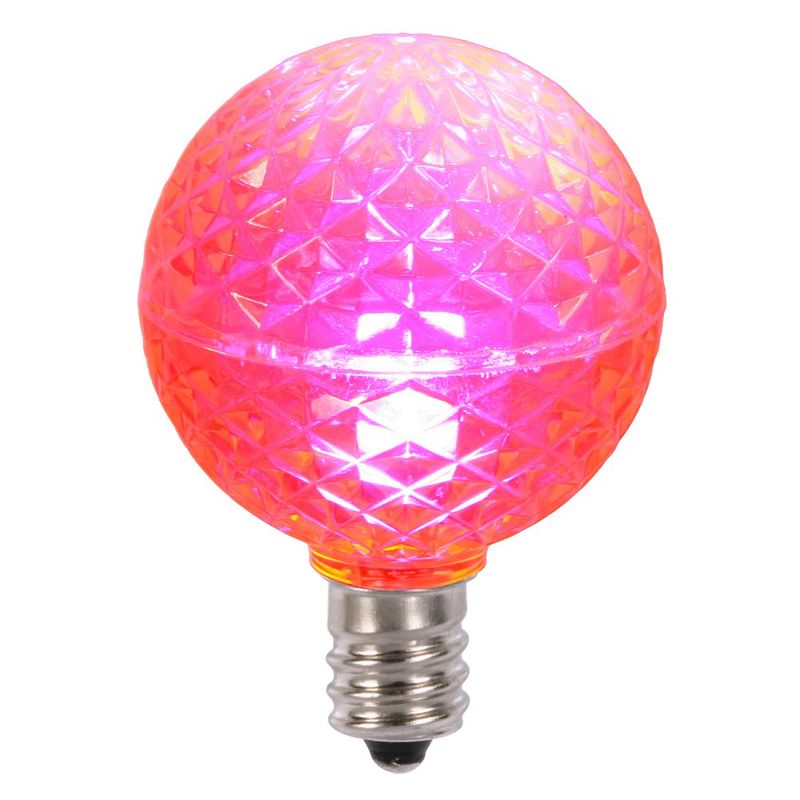 Vickerman Club Pack of 25 LED G40 Pink Faceted Replacement Christmas Light Bulbs, 1 of 2
